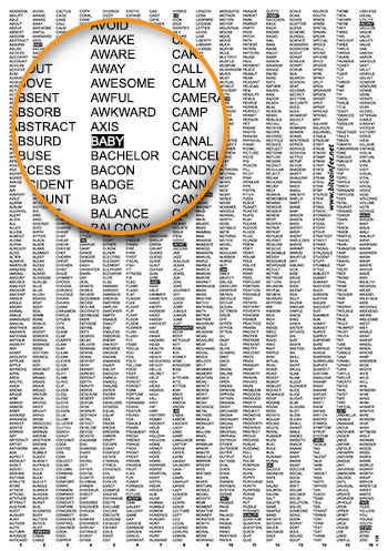 Preview of BIP39 word list